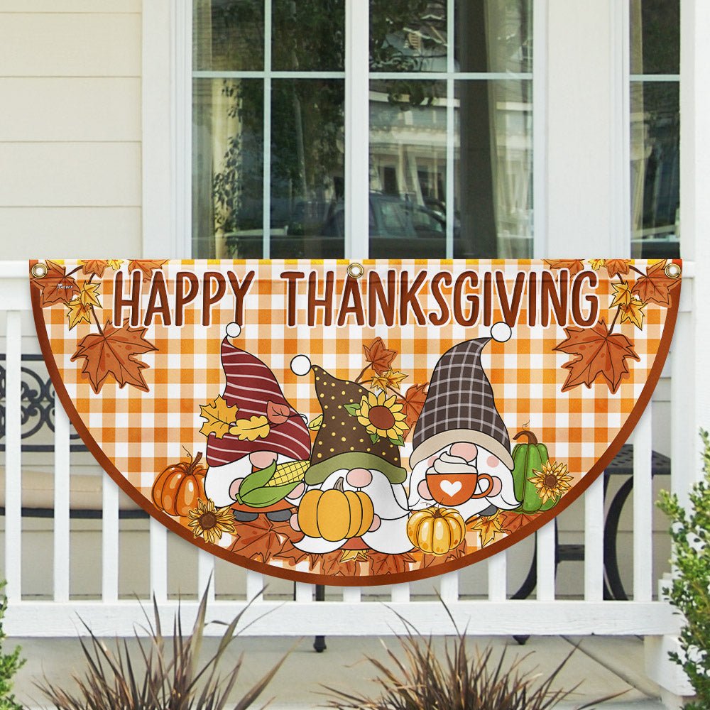 Happy Thanksgiving Fall Gnomes Non Pleated Fan Flag - Liberish