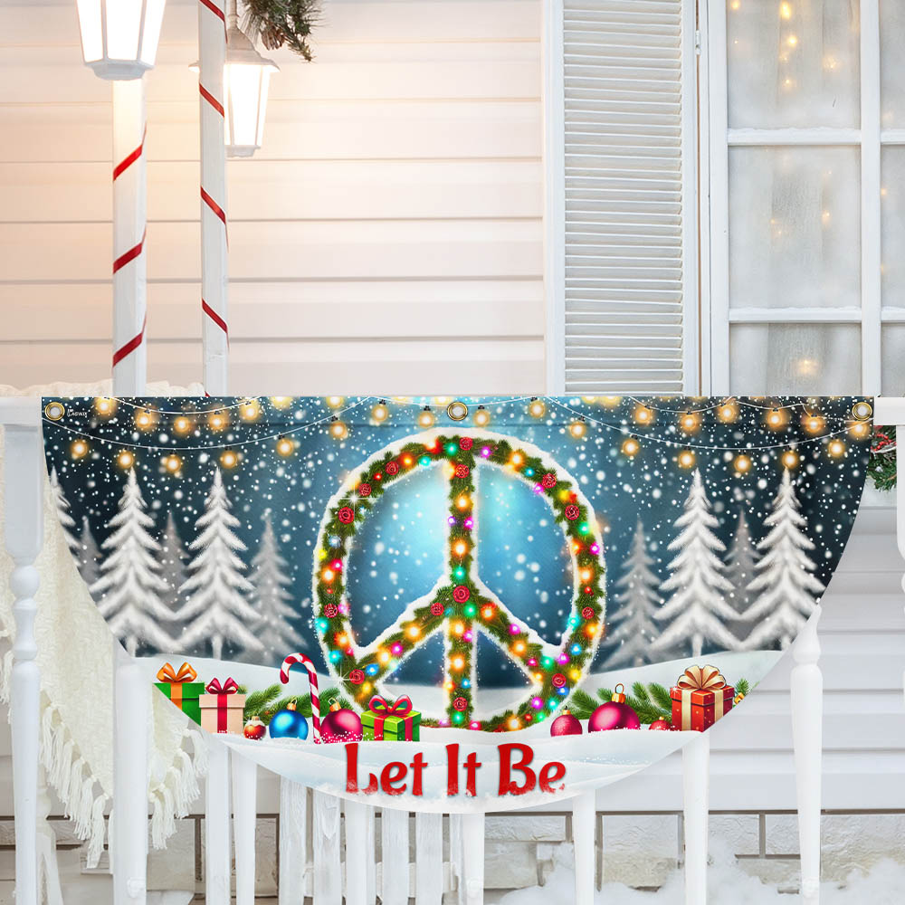 Hippie Christmas Let It Be Non Pleated Fan Flag - Liberish