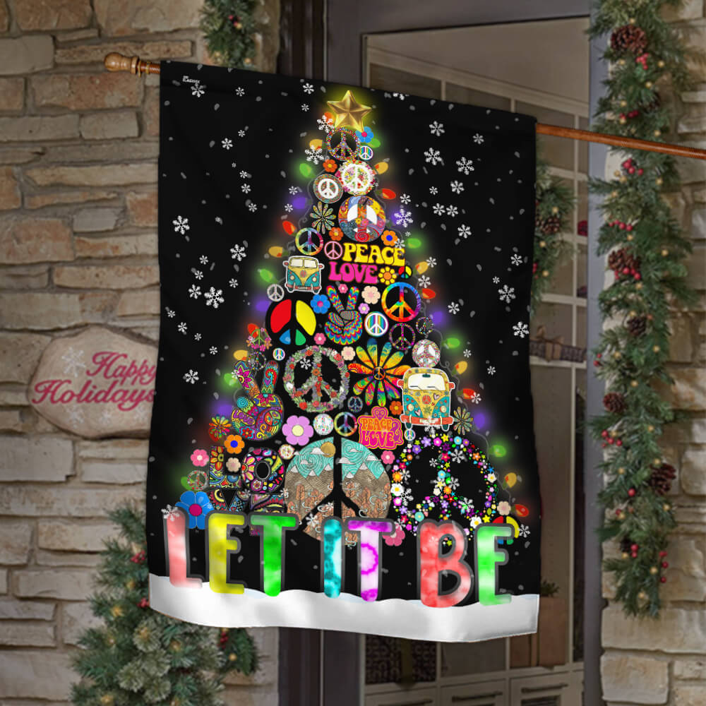 Hippie Christmas Tree Flag Let It Be - Liberish