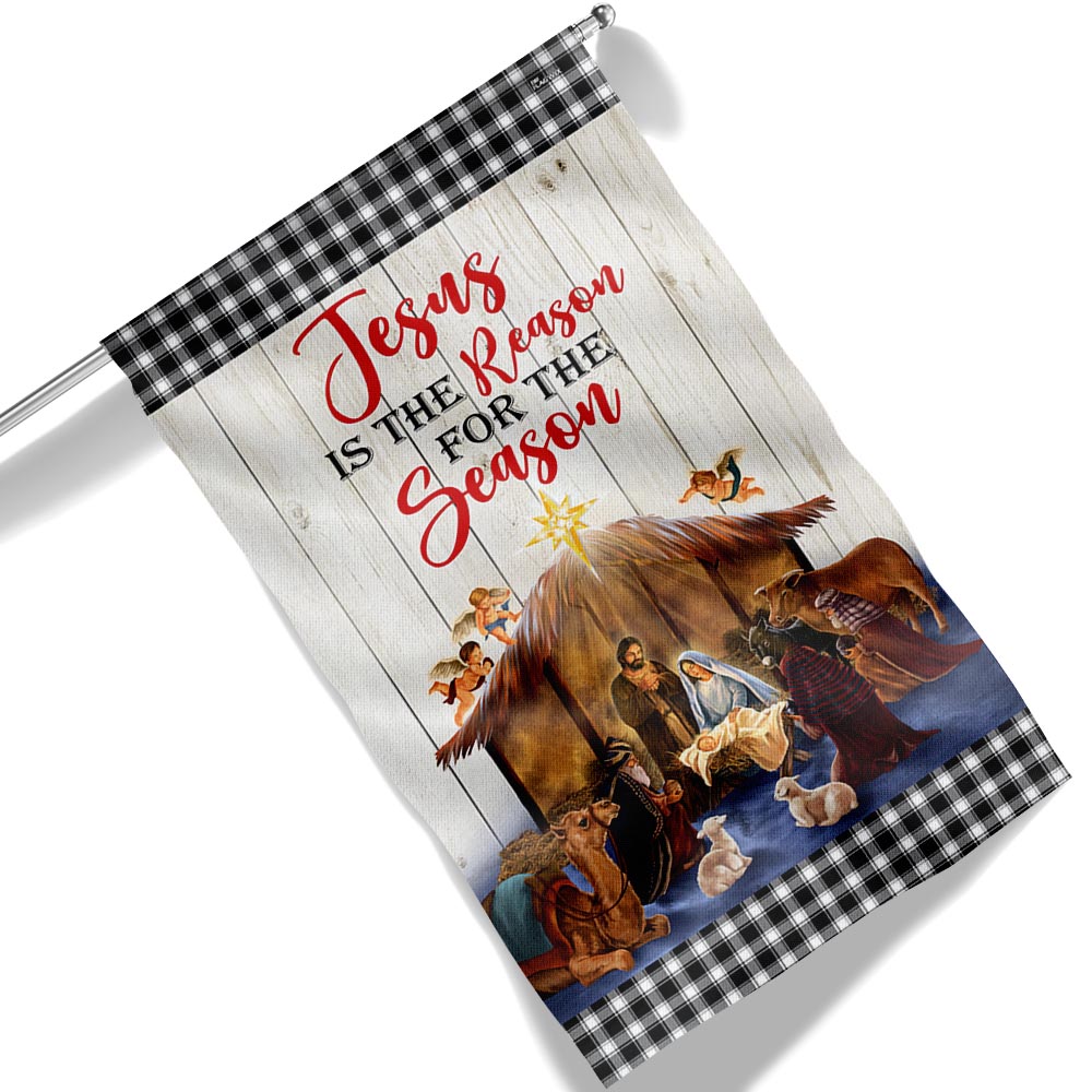 Holy Family Nativity Of Jesus Christmas Flag Jesus Is The Reason For The Season Flag - Liberish