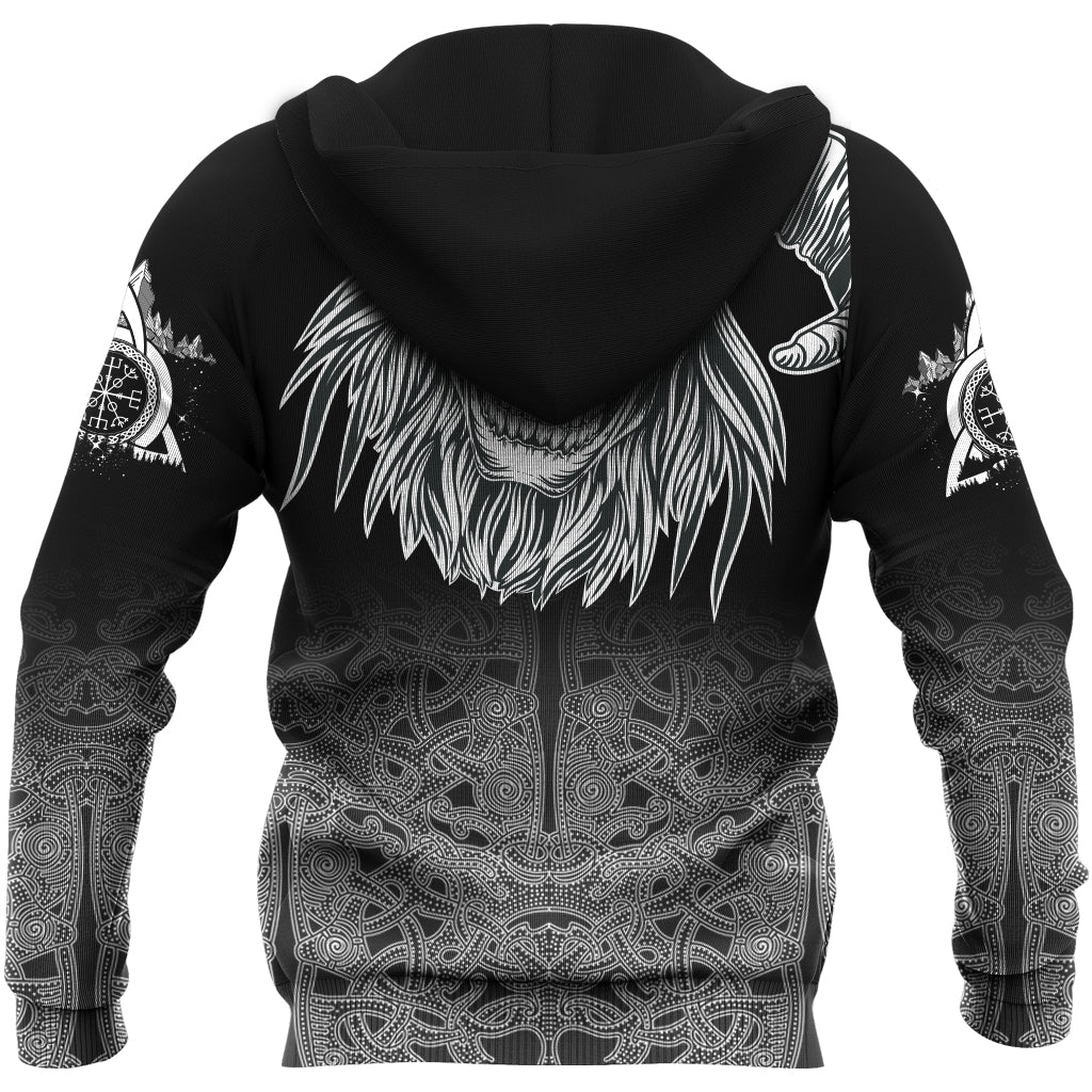 Skull Viking Zip Hoodie Ornate Pattern RLT12