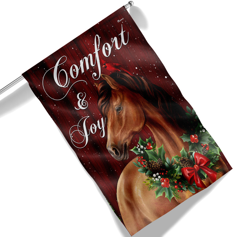 Horse Christmas Comfort And Joy Flag - Liberish