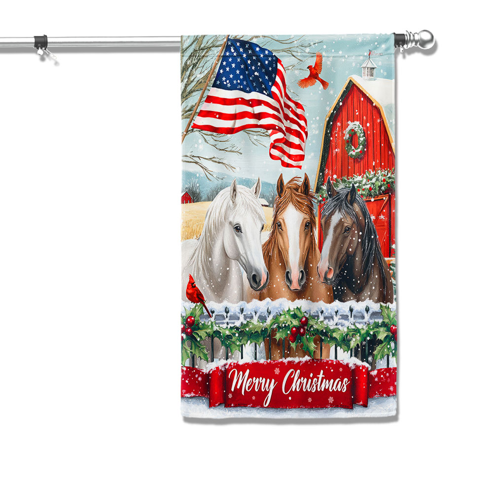 Horse Christmas Farm Animal Horse Flag - Liberish