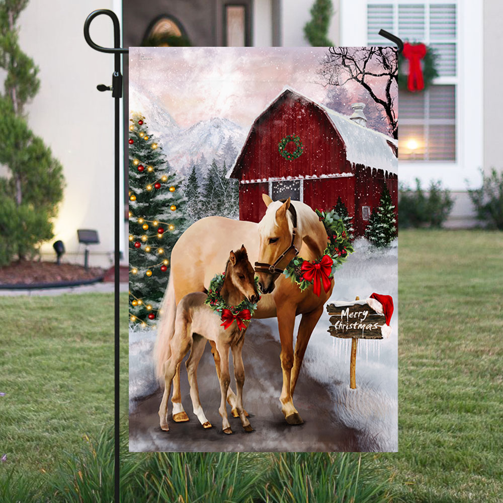 Horse Christmas Flag Merry Christmas - Liberish