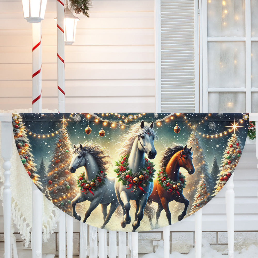Horse Christmas Non Pleated Fan Flag - Liberish