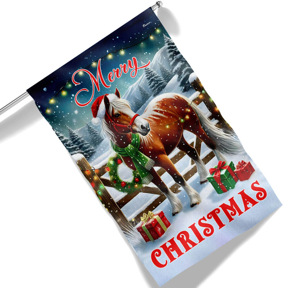 Horse Merry Christmas Flag - Liberish