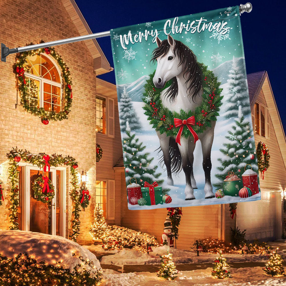 Horse Merry Christmas Flag Christmas 2025 - Liberish