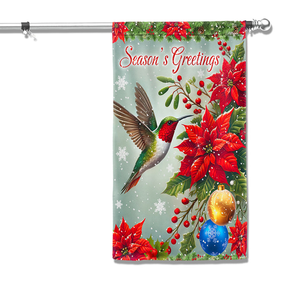 Hummingbird Christmas Season S Greetings Flag - Liberish