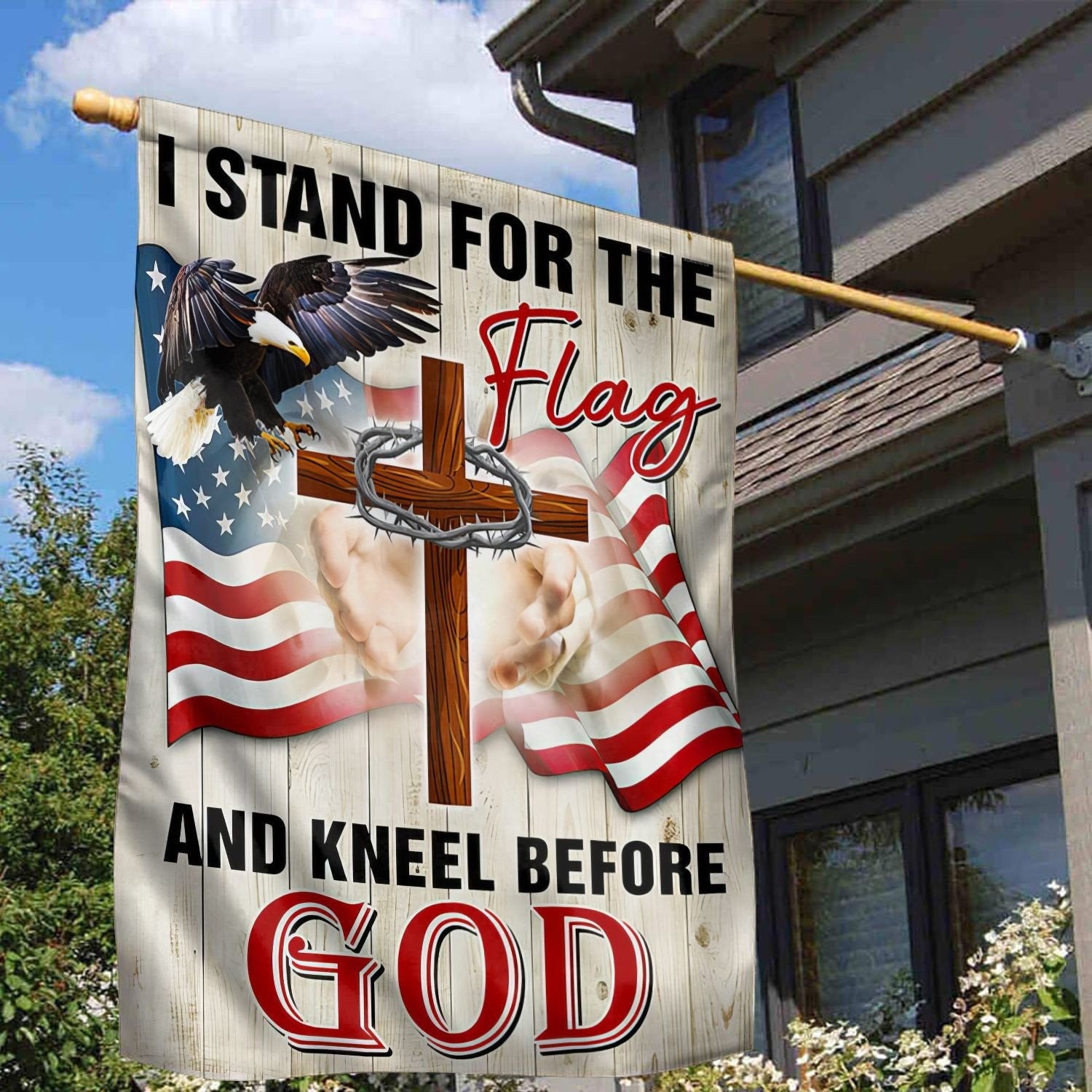 I Stand For The Flag and Kneel Before GOD Flag Patriotic Flag Gifts For Veterans - Liberish