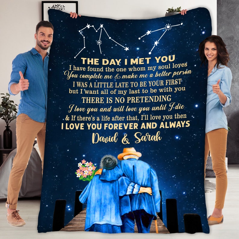 Personalized Couples Blanket, Valentine's Day Gift For His/her, Wife/husband Custom Blanket, Anniversary Blanket For Couples Girlfriend Star Map