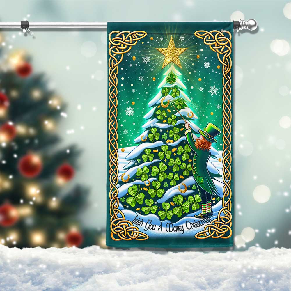 Irish Christmas Flag Leprechaun And Irish Shamrocks Christmas Tree - Liberish