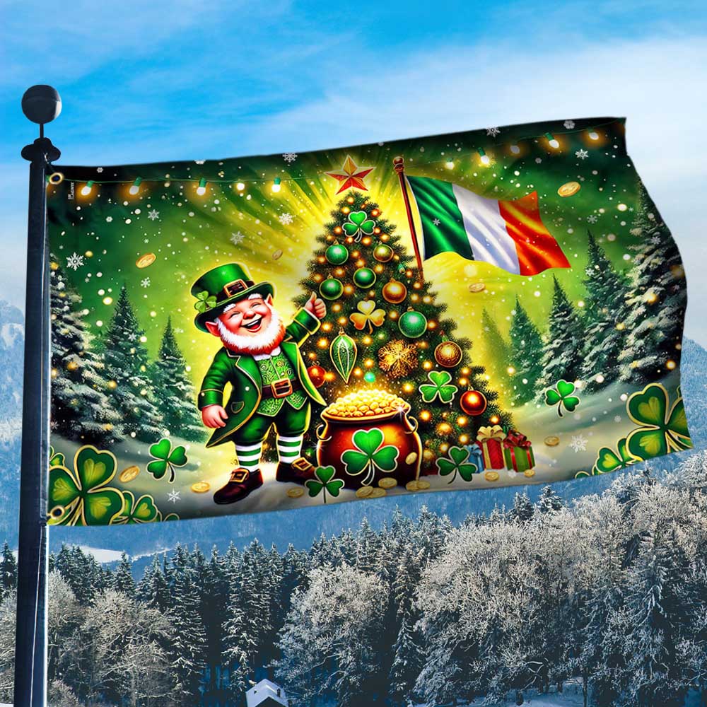 Irish You A Merry Christmas Leprechaun Grommet Flag - Liberish