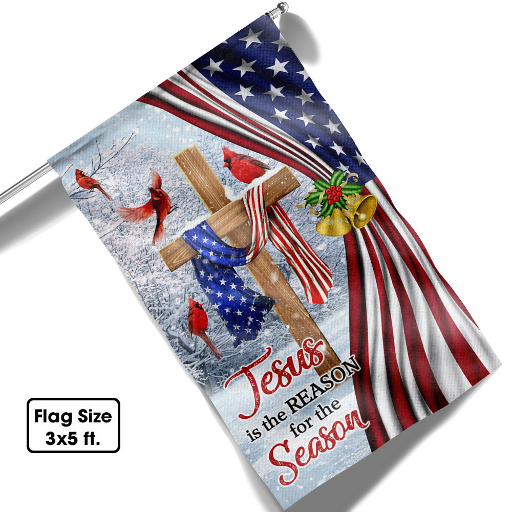 Jesus Christ Cross Flag Jesus Is The Reason For Season Christmas Flag - Liberish