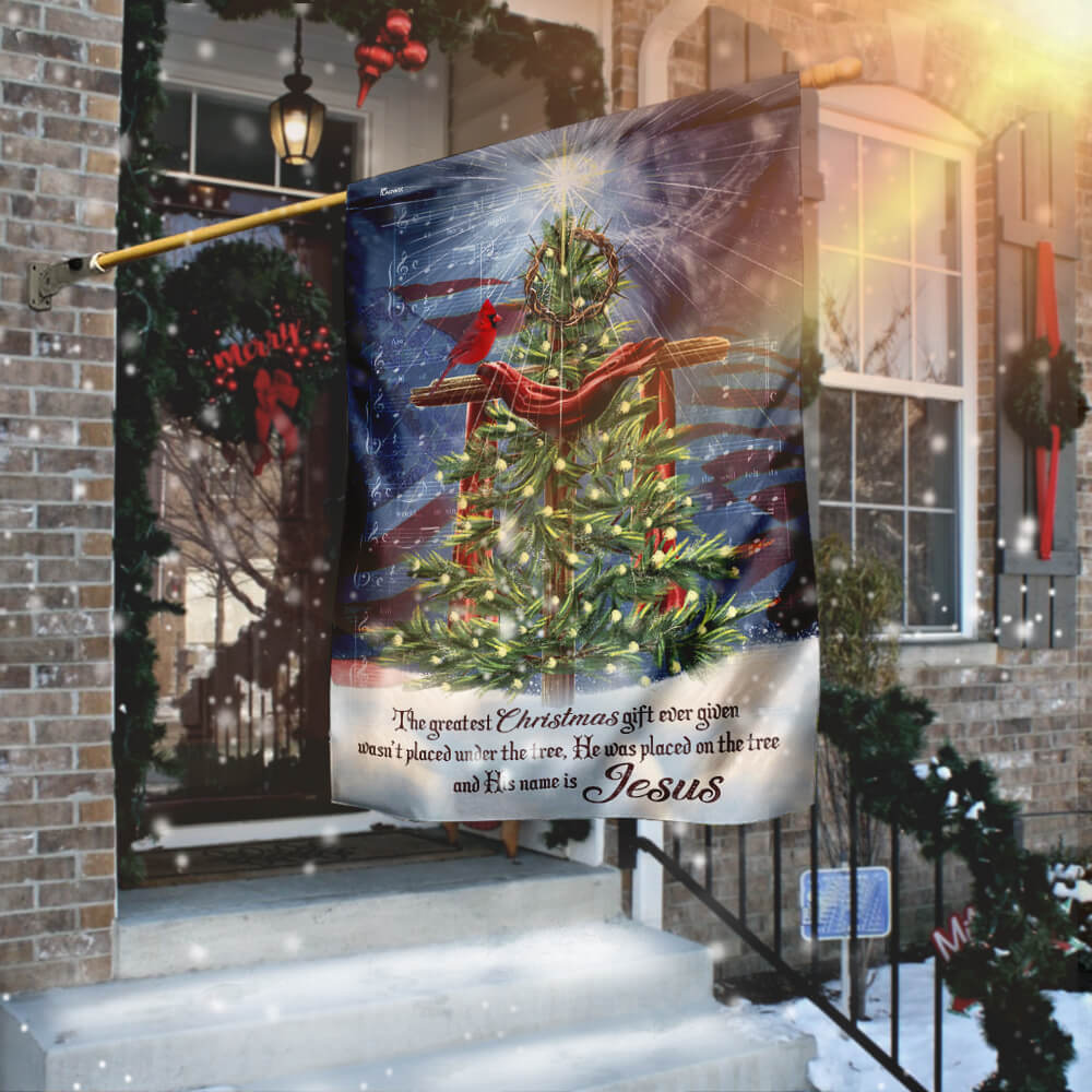 Jesus Christ The Greatest Gift Christmas Flag - Liberish