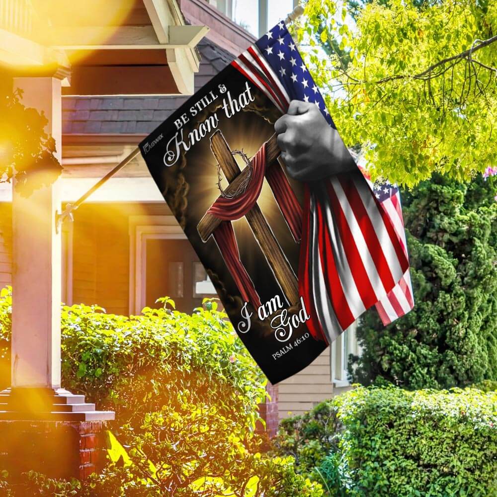 Jesus Christian Cross Be Still And Know That I Am God American Flag - Liberish