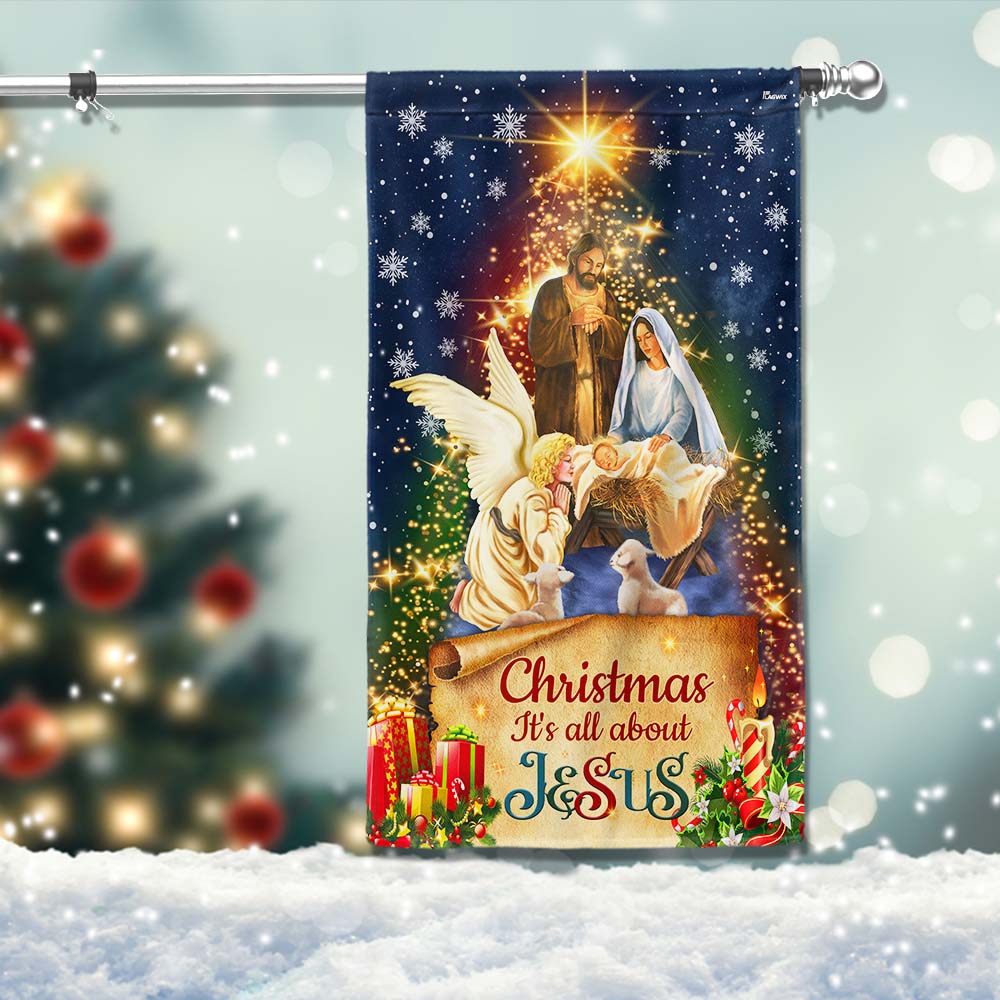 Jesus Christmas Flag Christmas It S All About Jesus Nativity Of Jesus Flag - Liberish