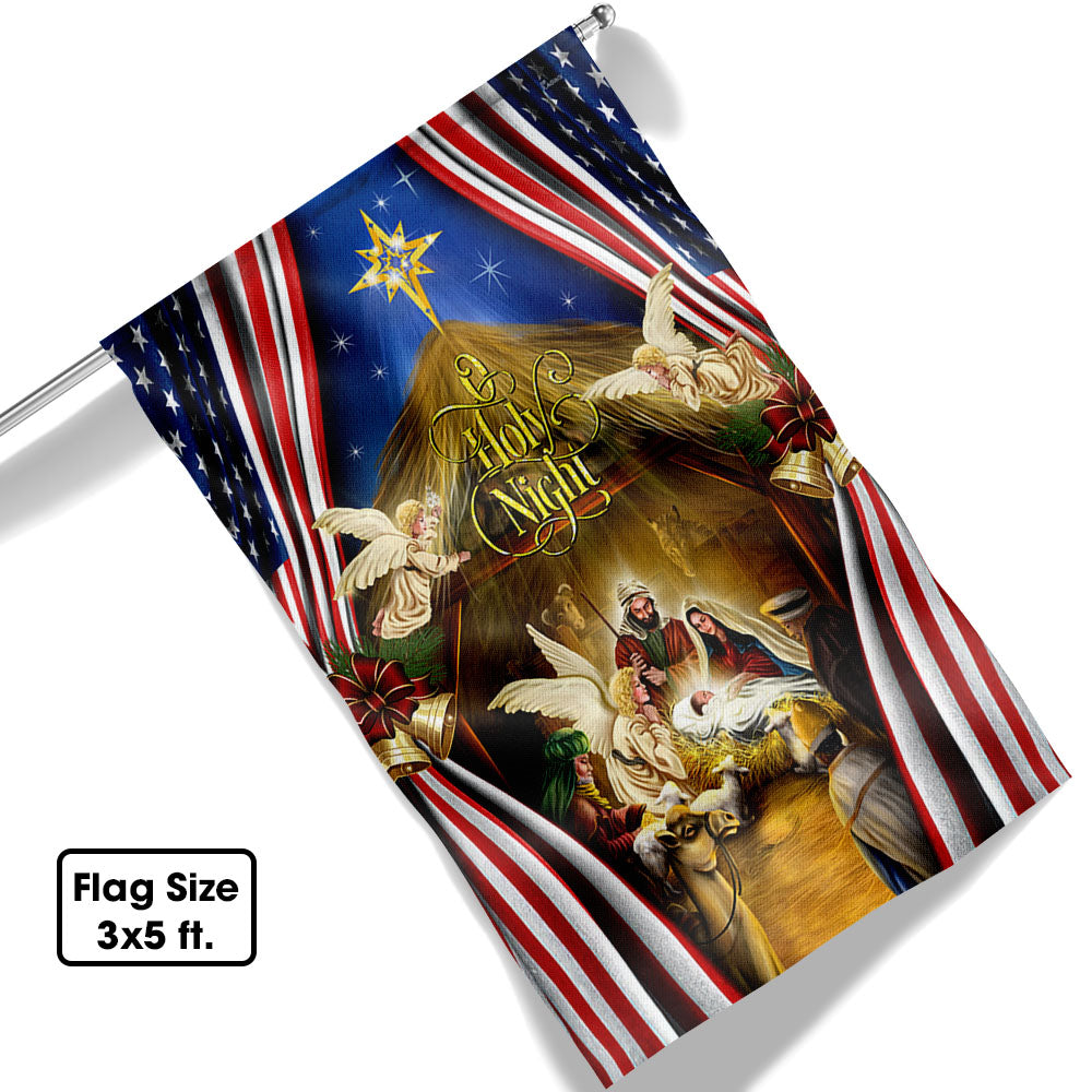 Jesus Family O Holy Night Jesus Christmas Flag - Liberish