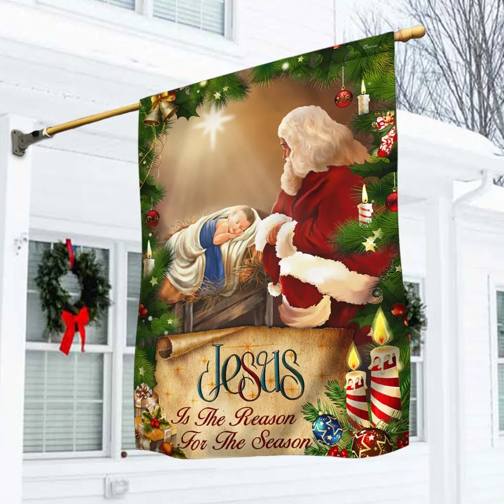 Jesus Flag Santa Claus Jesus Is The Reason For Christmas Season Flag - Liberish