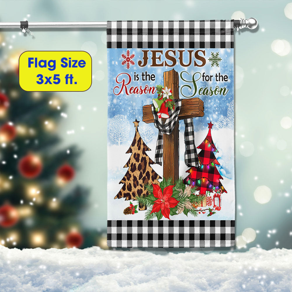 Jesus Is The Reason For The Season Religious Cross Christmas Flag - Liberish