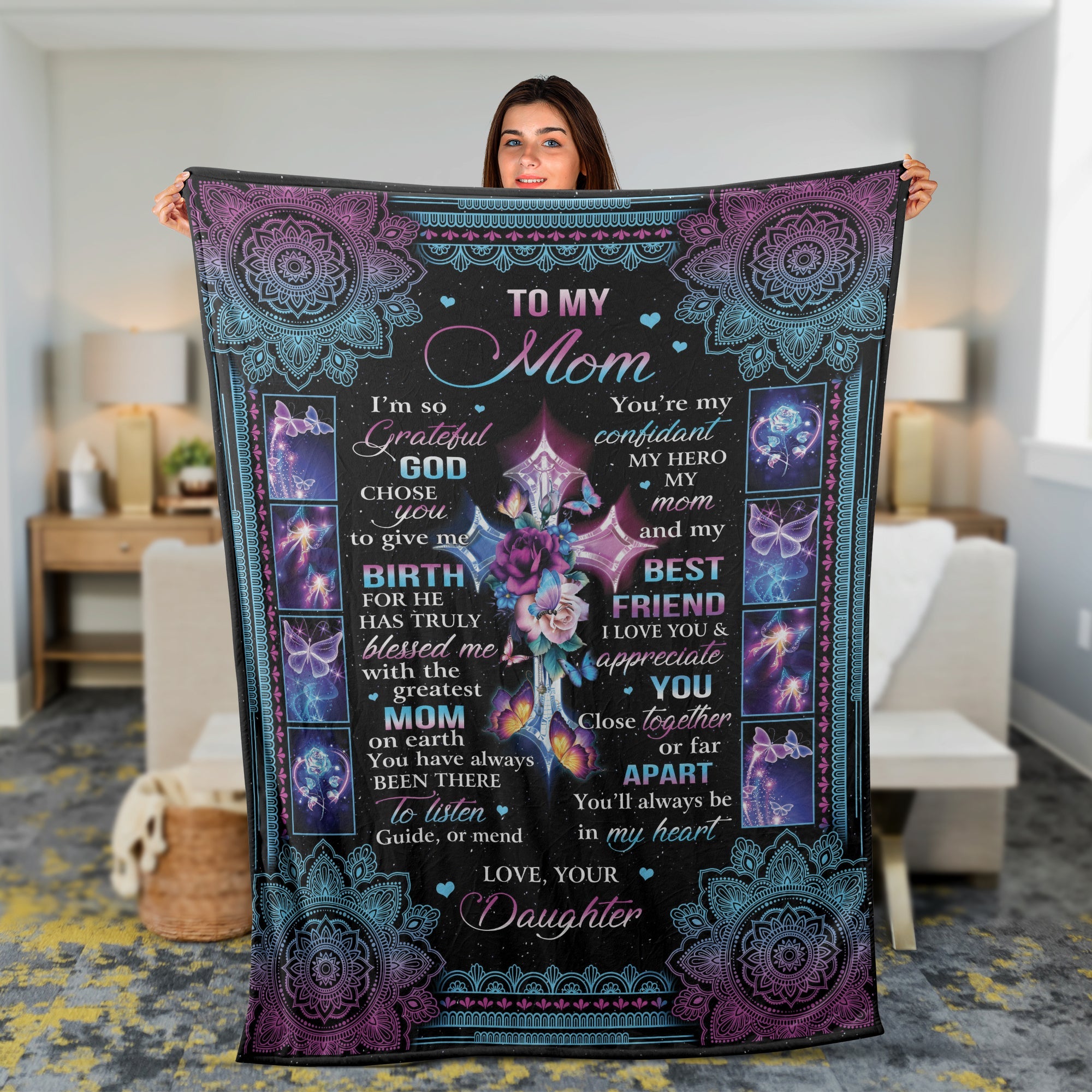 Family Blanket, Daughter And Mom Blanket, Gifts For Mom From Daughter, Mother's Day Gift - Purple Theme Blanket, You Have Always Been There To Listen