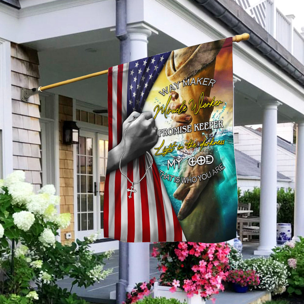 Jesus Way Maker Miracle Worker Promise Keeper American Flag - Liberish