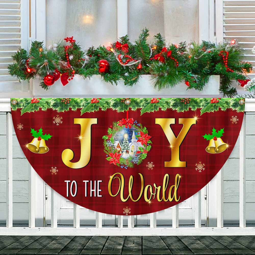 Joy To The World Christmas Fan Flag Non Pleated Holiday Decor Gift - Liberish