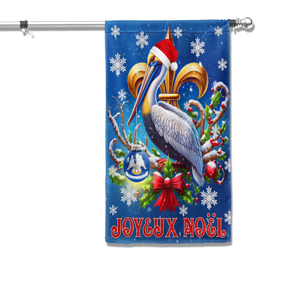 Joyeux Noel Pelican Louisiana Christmas Flag - Liberish