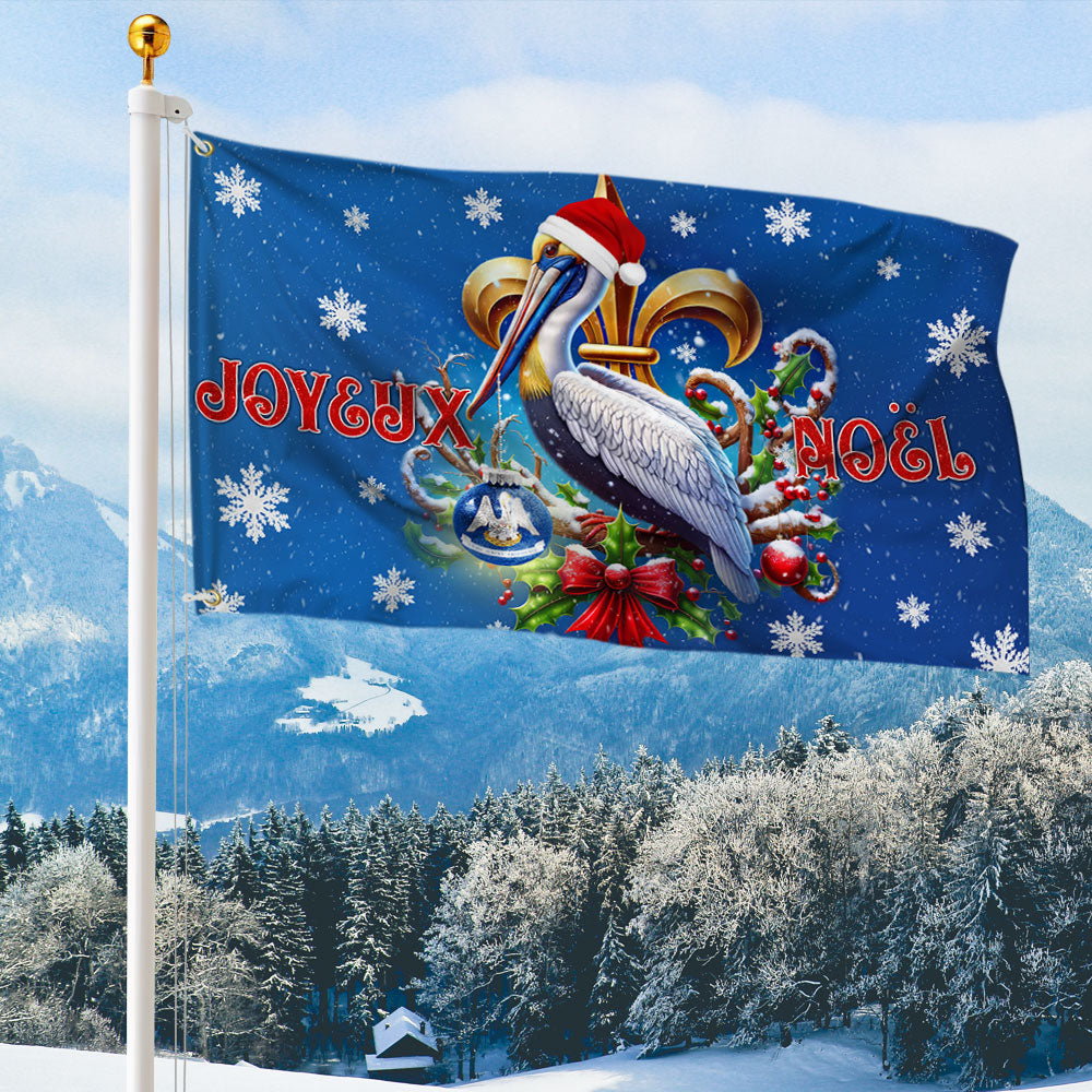 Joyeux Noel Pelican Louisiana Christmas Grommet Flag - Liberish