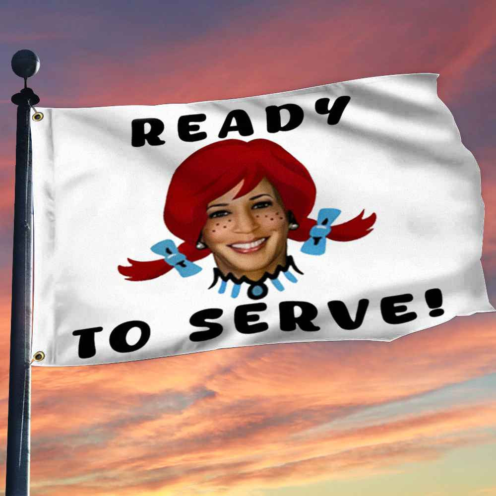 Kamala Harris Ready to Serve Flag Funny Harris Political Flag Outdoor Decor - Liberish