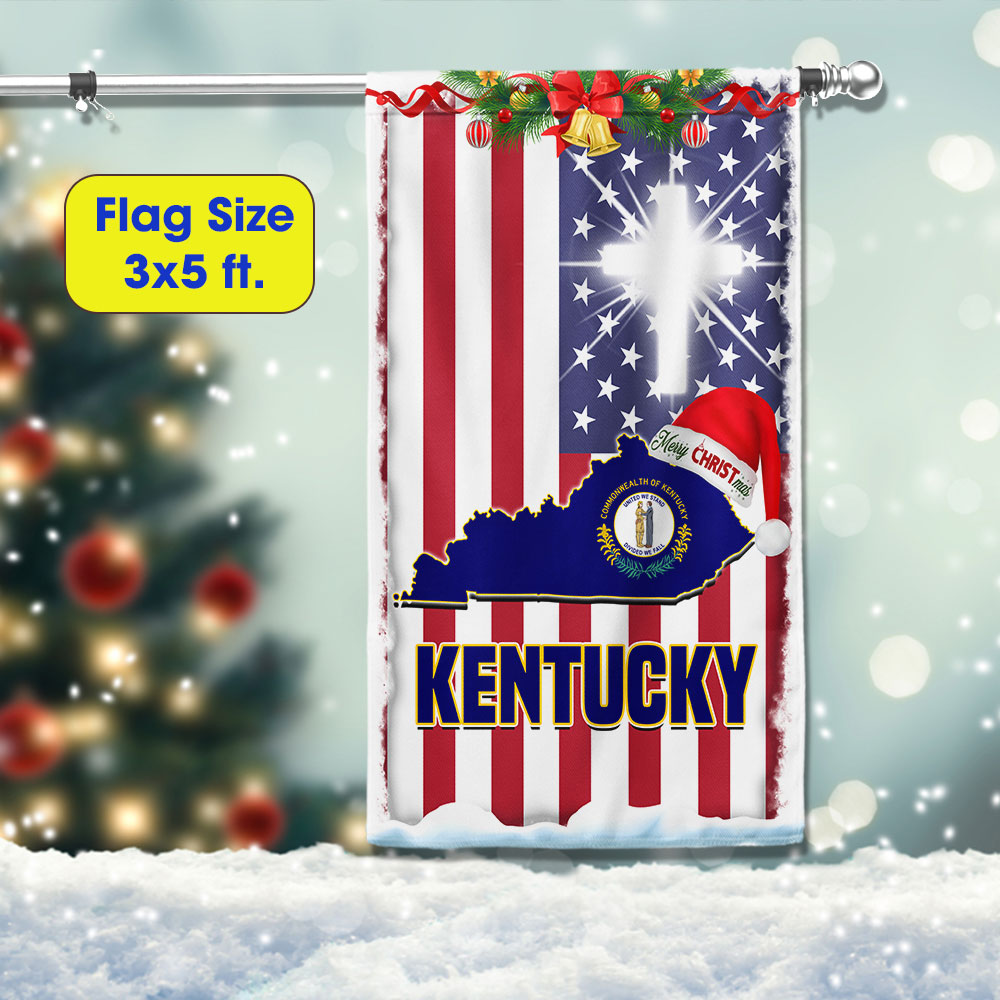 Kentucky God Bless Christmas Flag - Liberish