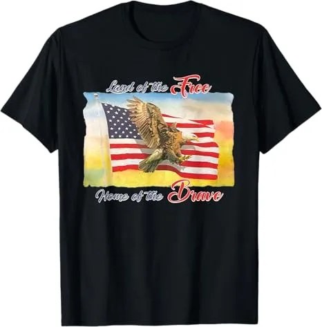 Land Of The Free Home Of The Brave Vintage Bird America Flag T-Shirt Gift For Dad - Liberish