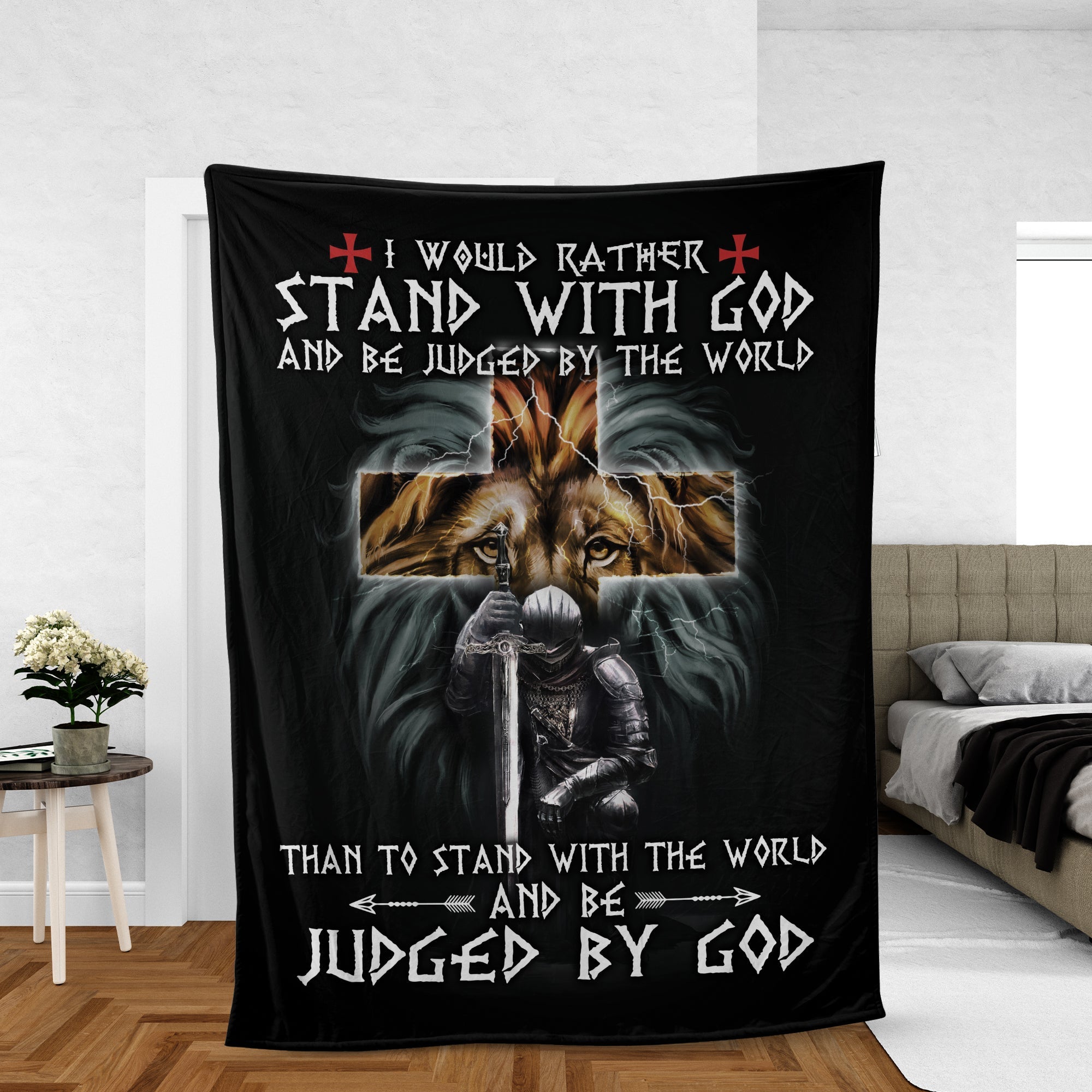 Christian Throw Blanket, Faith Blanket, Inspirational Gift -  Lion Of Judah Blanket, Warrior Of God, Jesus Cross, Stand With God And Judged By God