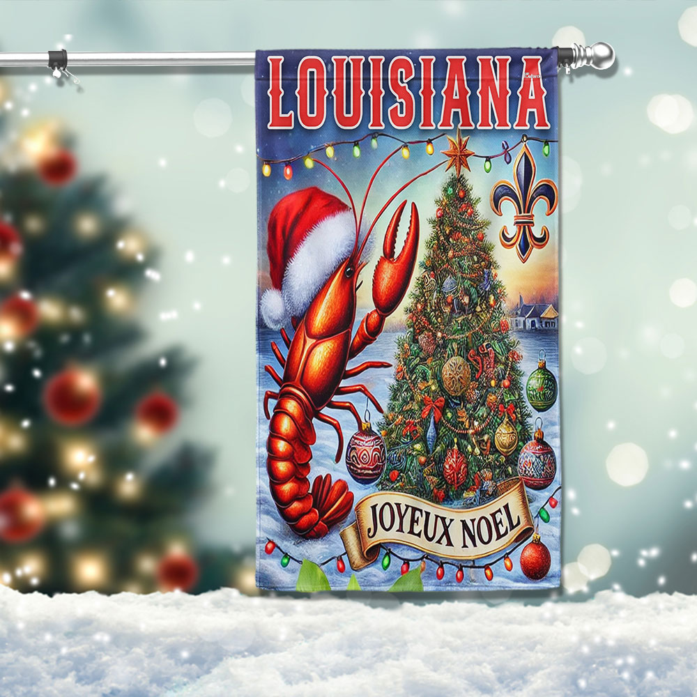 Louisiana Christmas Cajun Christmas Joyeux Noel Flag - Liberish