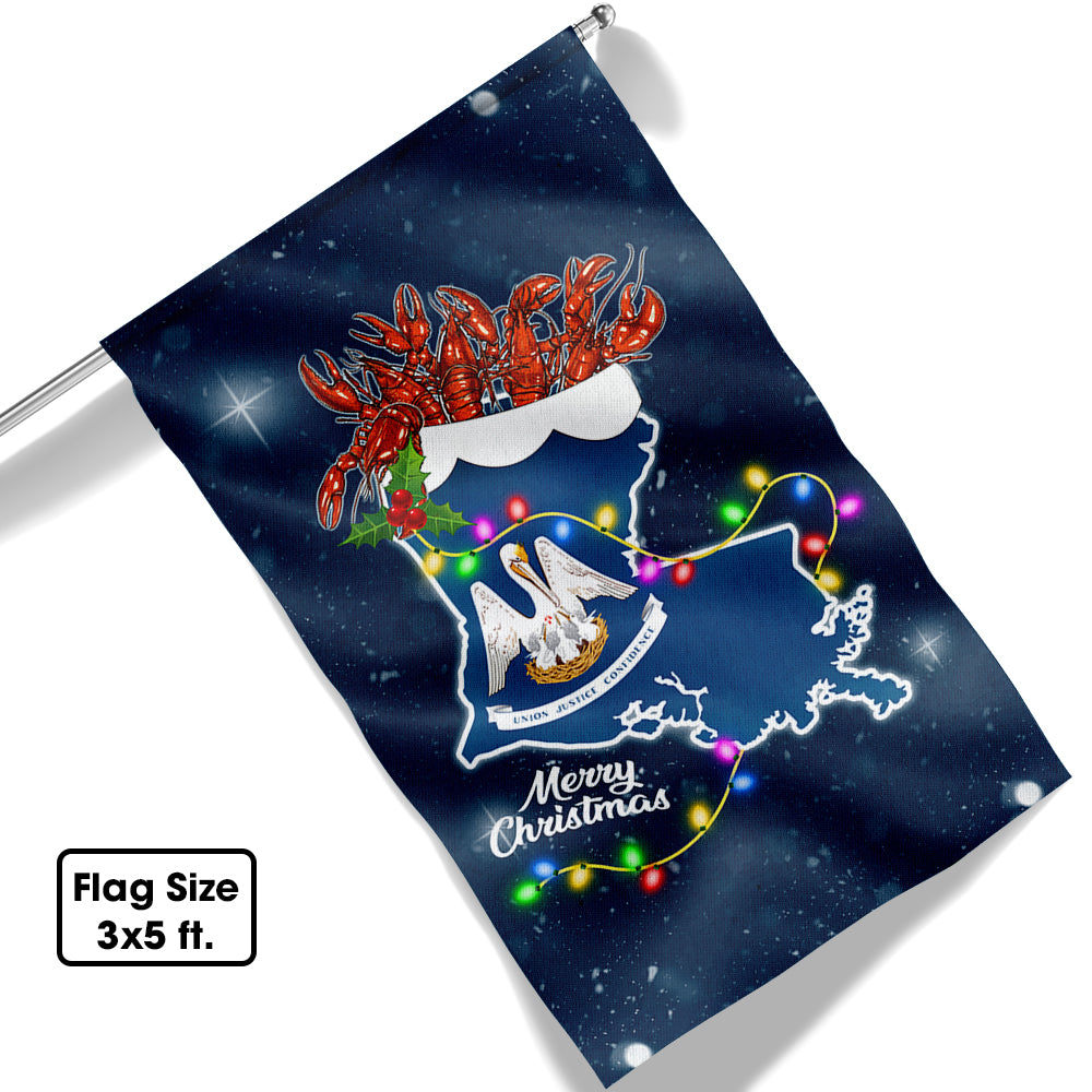 Louisiana Christmas Flag Crawfish - Liberish