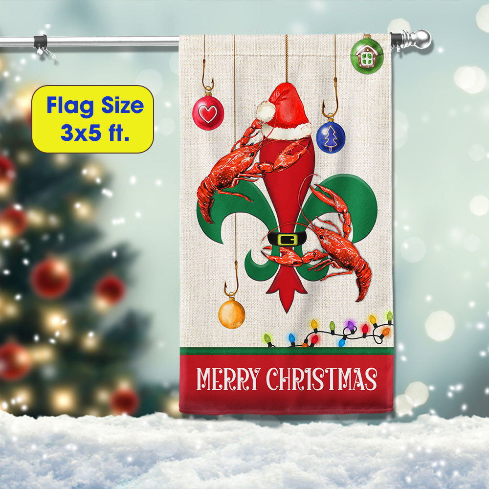 Louisiana Flag Merry Christmas Santa Crawfish - Liberish