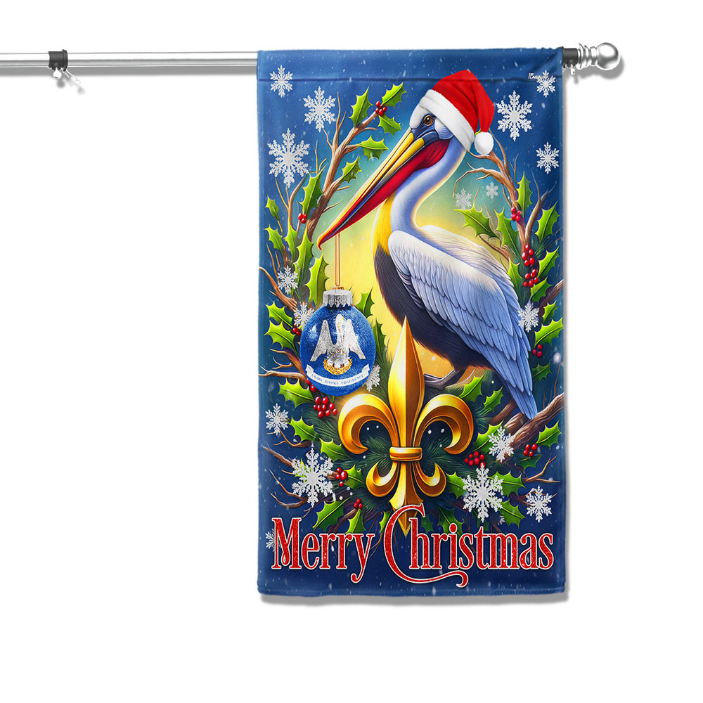 Louisiana Pelican Christmas Flag - Liberish