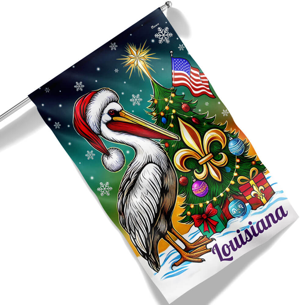 Louisiana Pelican Christmas Flag Christmas 2025 - Liberish
