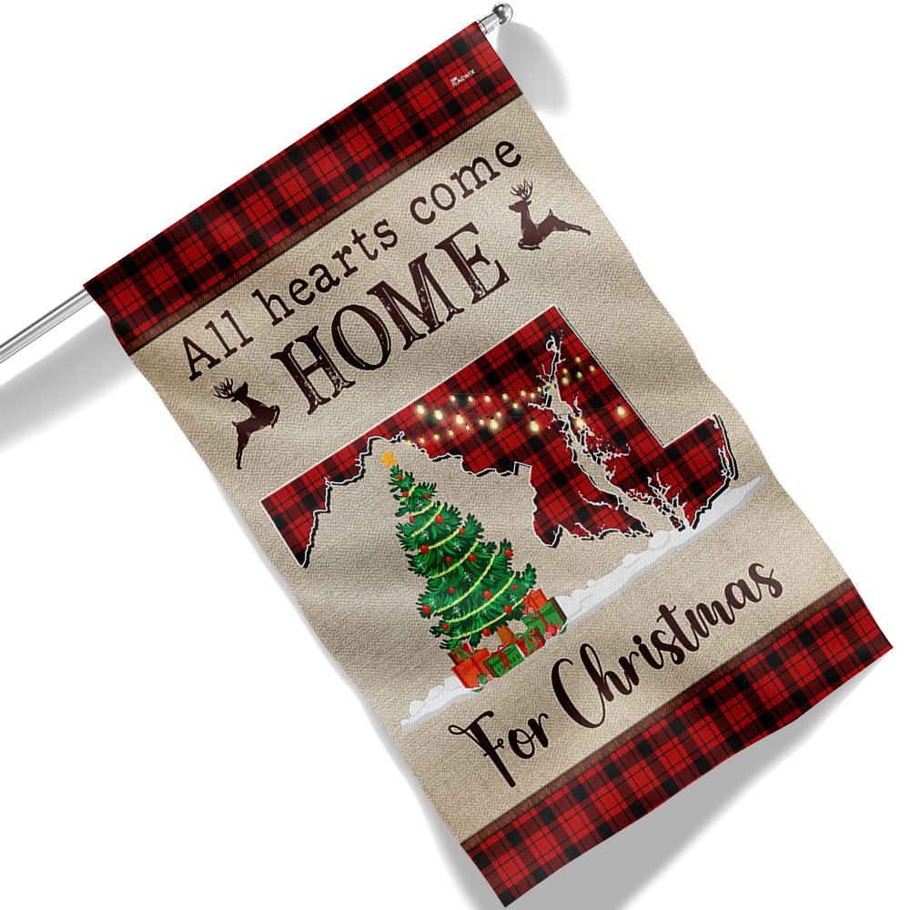 Maryland Christmas Flag All Hearts Come Home For Christmas - Liberish