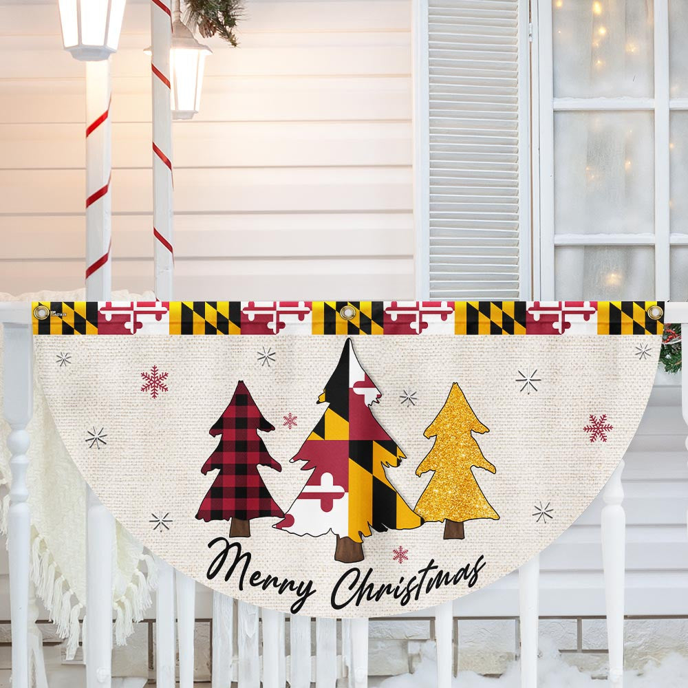 Maryland Christmas Flag Christmas Tree Maryland Christmas Non Pleated Fan Flag - Liberish