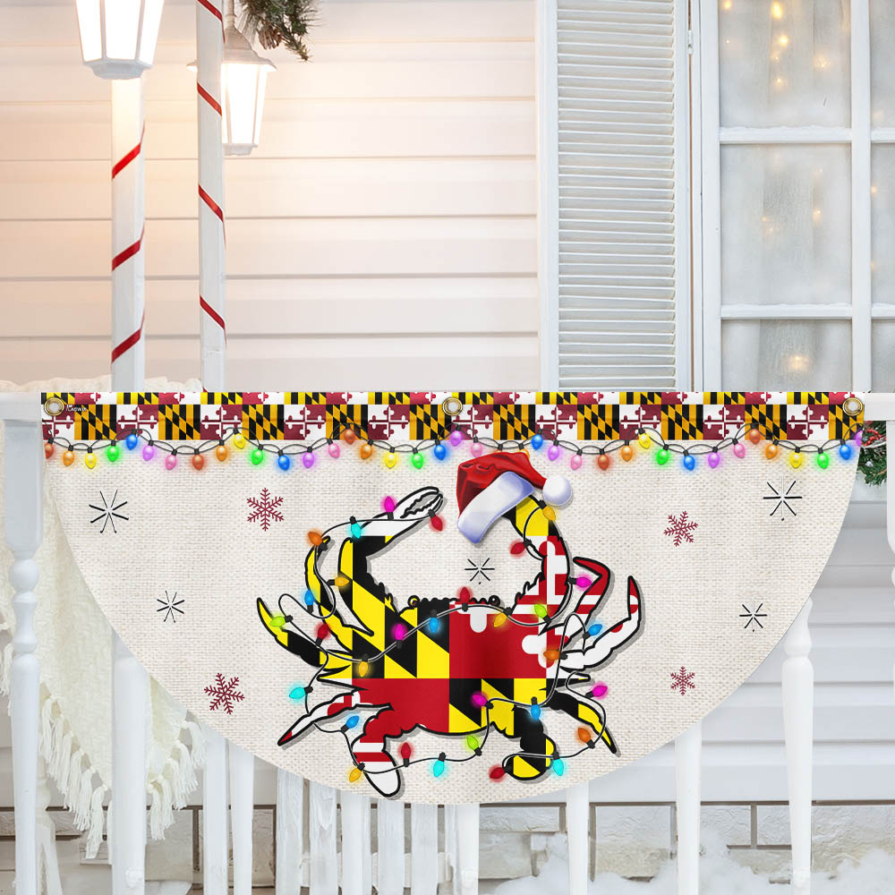 Maryland Christmas Flag Crab Christmas Non Pleated Fan Flag - Liberish