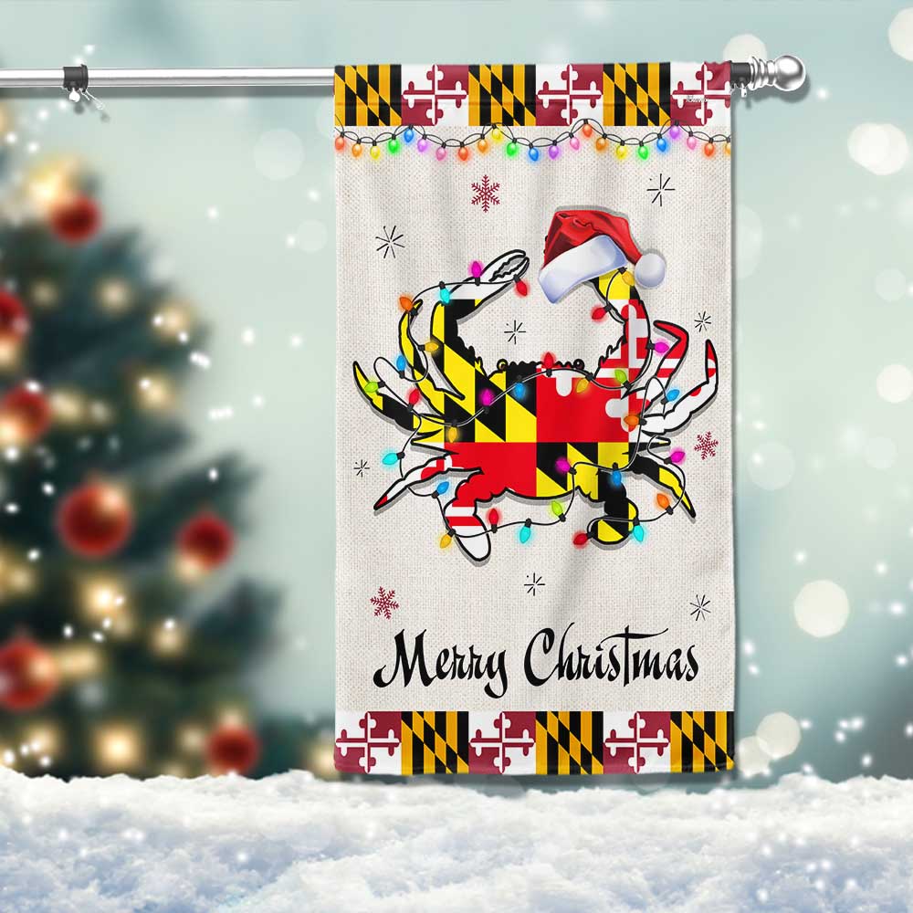 Maryland Crab Christmas Flag Holiday Gift For Festive Decor - Liberish
