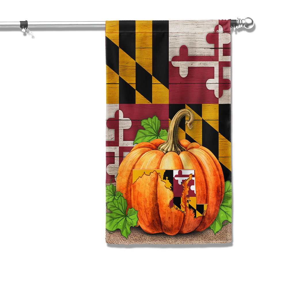 Maryland Fall Halloween Thanksgiving Pumpkin Flag - Liberish