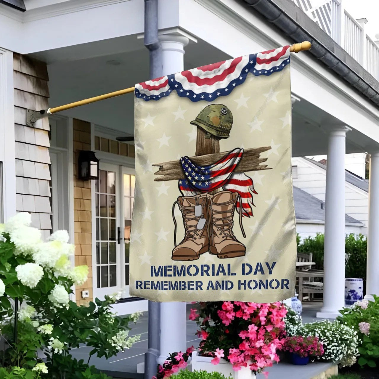 Memorial Day Remember And Honor Veteran Flag Veteran's Day Decorations - Liberish