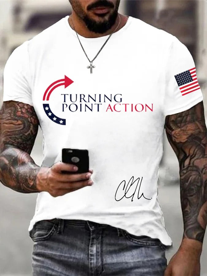 Men's Charlie Kirk Turning Point USA Trump Commemorative T-Shirt Best Gift For America Lovers And Supporters - Liberish
