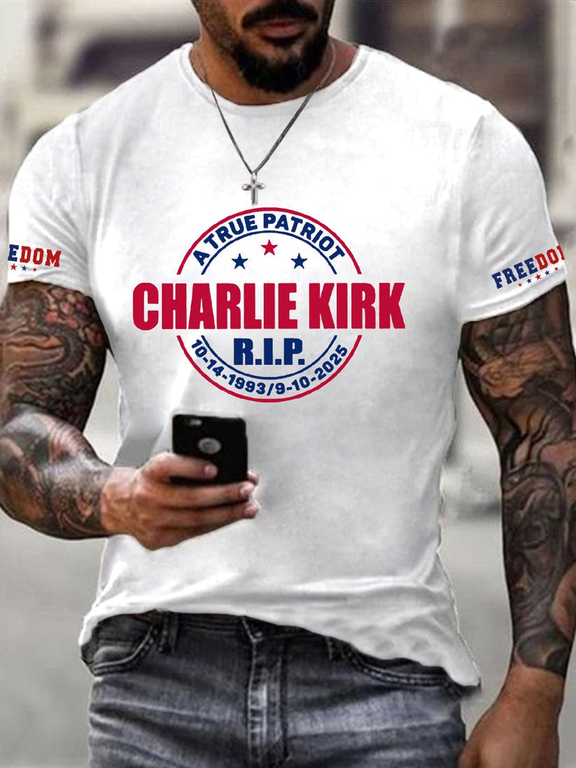 Men's Freedom Is Not Free Charlie Kirk Short Sleeve T-shirt Best Gift For America Supporters - Liberish