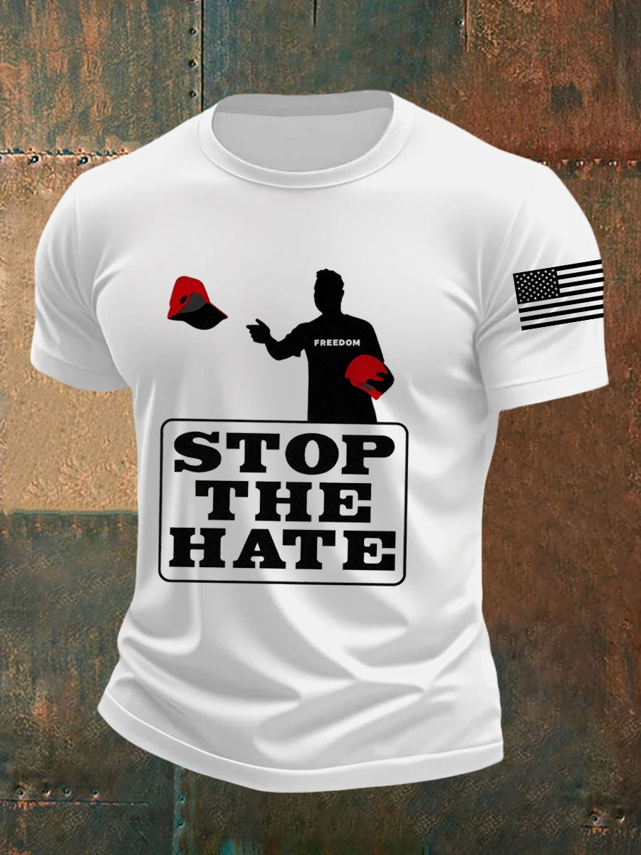 Men's Stop The Hate Print short-sleeved T-shirt Best Gift For America Lovers and Supporters - Liberish