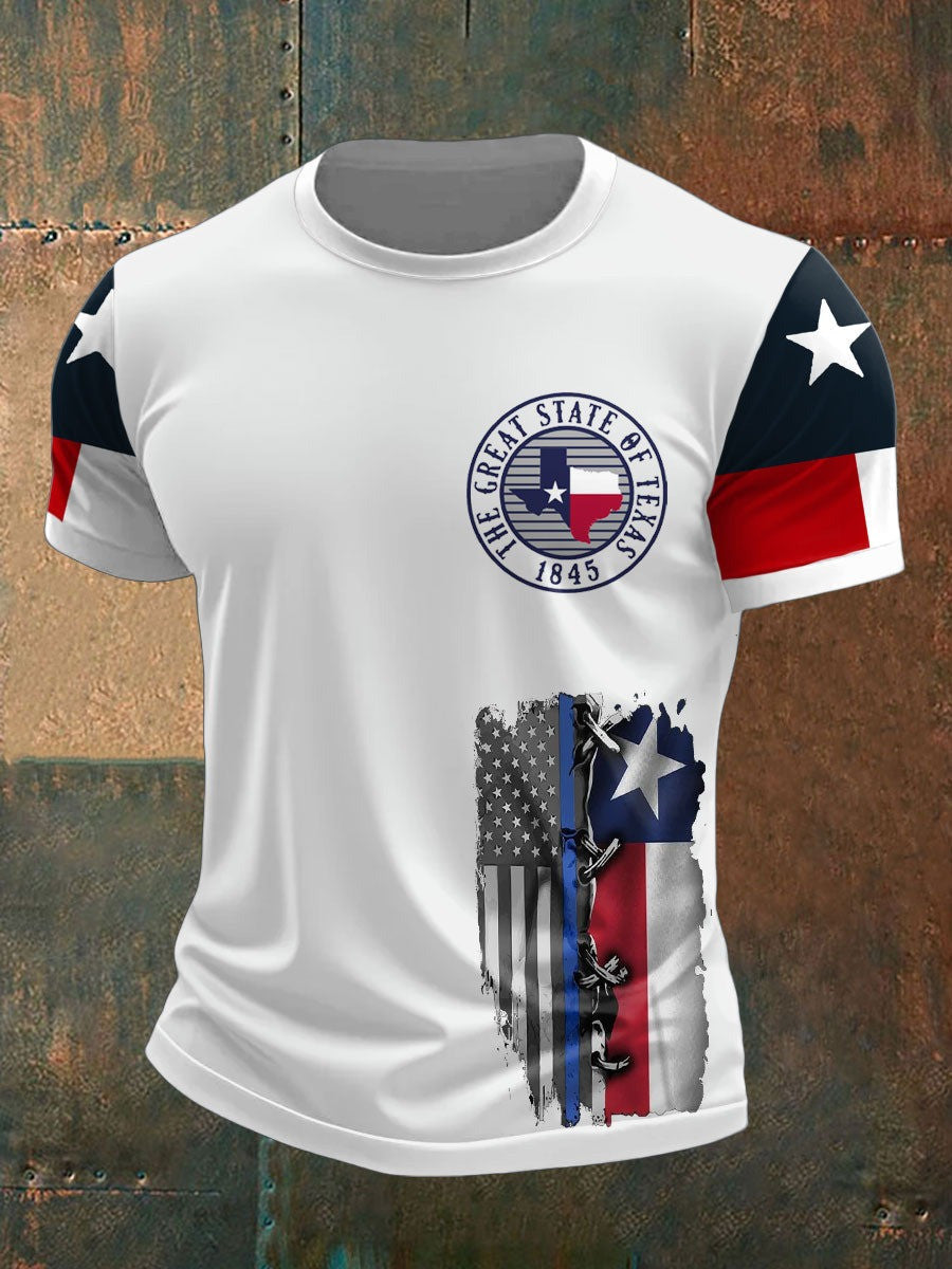 Men's Texas Flag Printed T-shirt Gift For Texans and American - Liberish