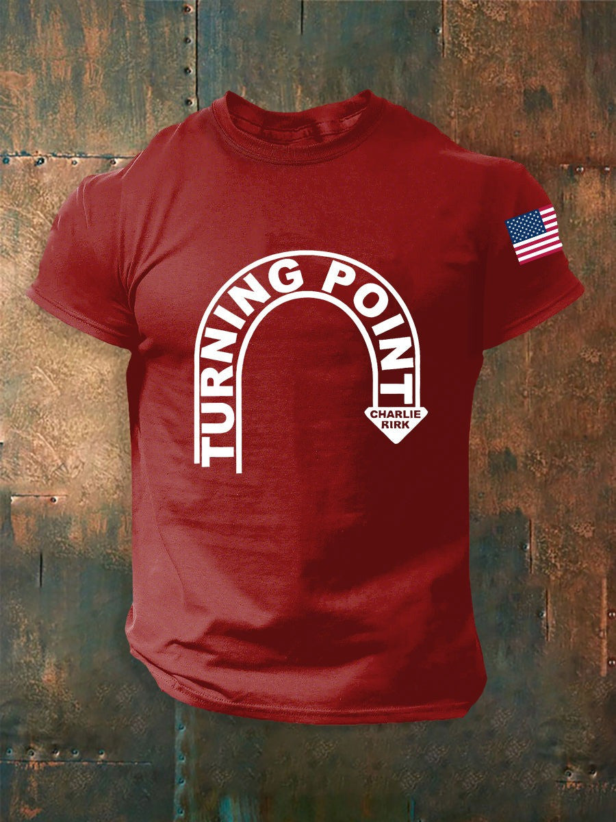 Men's Turning Point Charlie Kirk Short-sleeved T-shirt Best Gift For America Supporters - Liberish