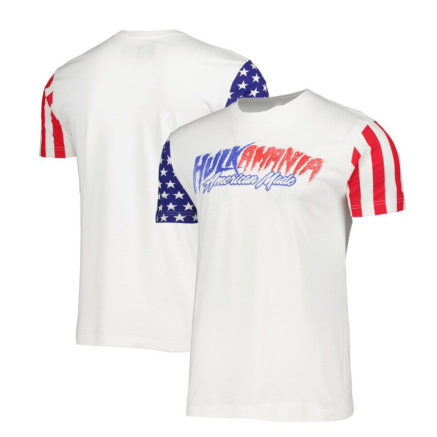 Men's White Hulk Hogan Stars & Stripes T-shirt Merch Gift For Wrestling Lovers - Liberish