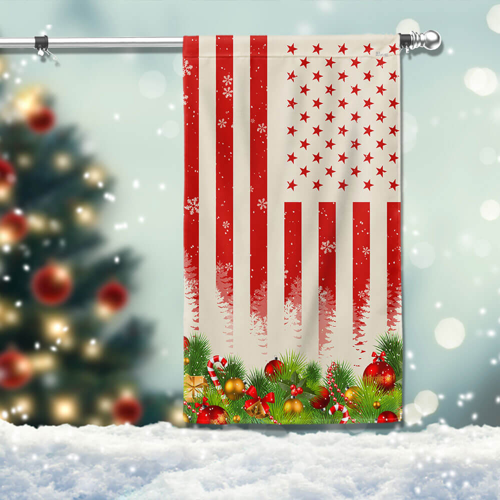 Merry Christmas American Flag Patriotic Holiday Gift Decor - Liberish